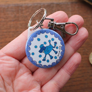Poodle keyring in blues and purples by Laura Lee Designs Cornwall