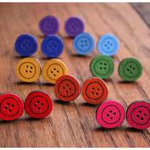 Load image into Gallery viewer, A rainbow of coloured wooden button studs by Laura Lee Designs