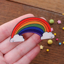 Load image into Gallery viewer, Rainbow Brooch - Wooden - Love - Pride - Friendship
