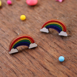 Wooden rainbow earrings by Laura Lee