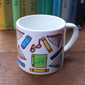 Scattered books readers mug children's gift by Laura Lee Designs Cornwall