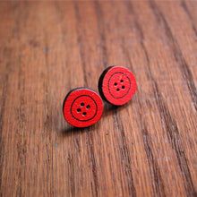 Load image into Gallery viewer, Red wooden button studs by Laura Lee Designs 