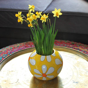 Yellow floral planter