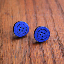 Load image into Gallery viewer, Royal blue button stud earrings by Laura Lee Designs 