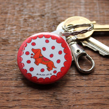 Load image into Gallery viewer, Sausage dog dachshund keyring by Laura Lee Designs 