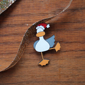 Christmas seagull cornish brooch by Laura Lee Designs