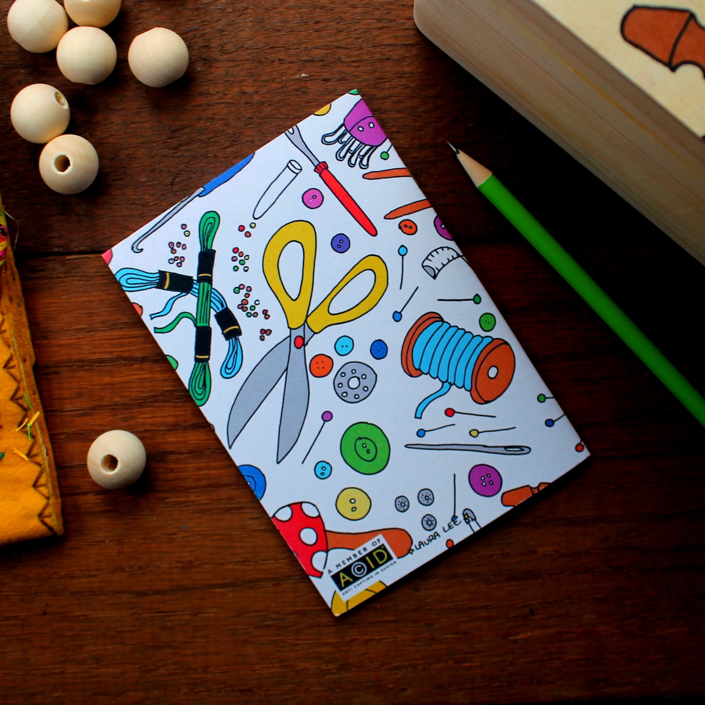 Knitting & Sewing Notebook- 36 Plain Pages - Pocket Size - 100% Recycled - Eco