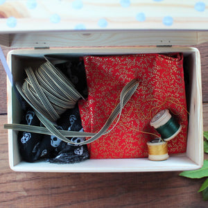 Hand painted wooden sewing box freaturing a vintage sewing machine in by Laura Lee Designs in Cornwall pink