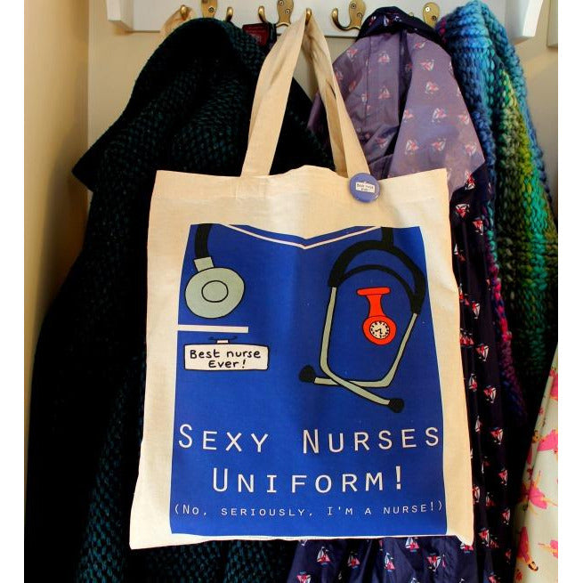 Sexy nurses uniform tote bag funny gift for nurses by Laura Lee Designs 