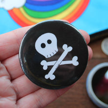 Load image into Gallery viewer, Jolly Roger skull and crossbones pocket mirror by Laura Lee Designs 