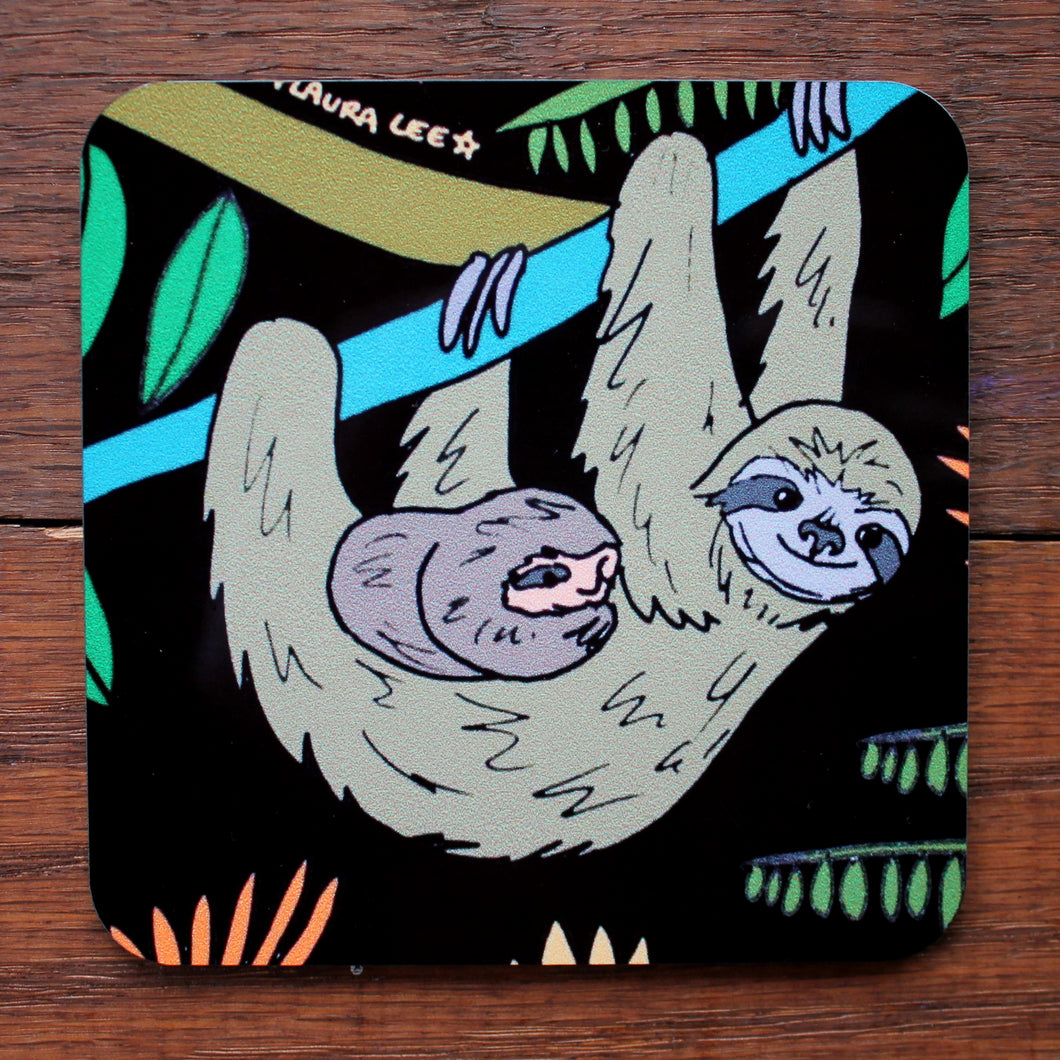 Sloth coaster sloth themed homewares and gifts by Laura lee designs Cornwall