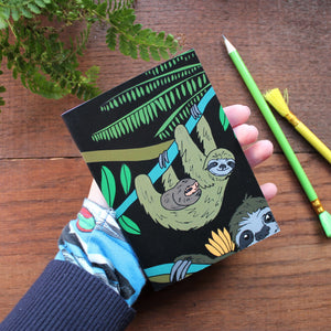 Sloth Notebook- Single Or Set - 36 Plain Pages - Pocket Size - 100% Recycled - Eco