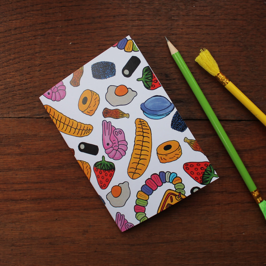 Sweet Shop Notebook- Retro - 36 Plain Pages - Pocket Size - 100% Recycled - Eco