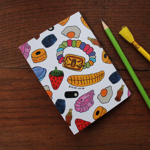 Sweet Shop Notebook- Retro - 36 Plain Pages - Pocket Size - 100% Recycled - Eco
