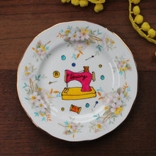Load image into Gallery viewer, Colourful sewing machine vintage plate by Laura Lee designs