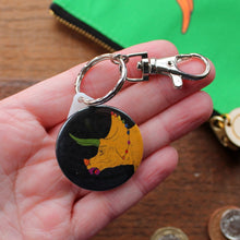 Load image into Gallery viewer, Colourful dinosaur keyring by Laura Lee Designs 