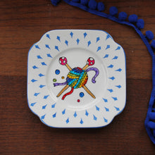 Load image into Gallery viewer, Rainbow yarn repurposed knitters plate by Laura Lee designs The Vintage Pimp