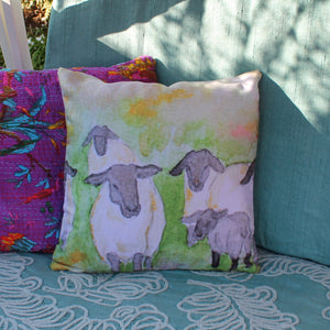 Watercolour sheep cushion by Laura Lee Designs 