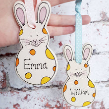 Load image into Gallery viewer, Personalised rabbit decoration by Laura Lee Designs 