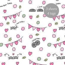 Load image into Gallery viewer, Woodlice in love Valentine&#39;s gift wrap funny entomologists paper by Laura Lee Designs 