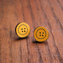 Load image into Gallery viewer, Yellow wooden button studs by Laura Lee Designs 